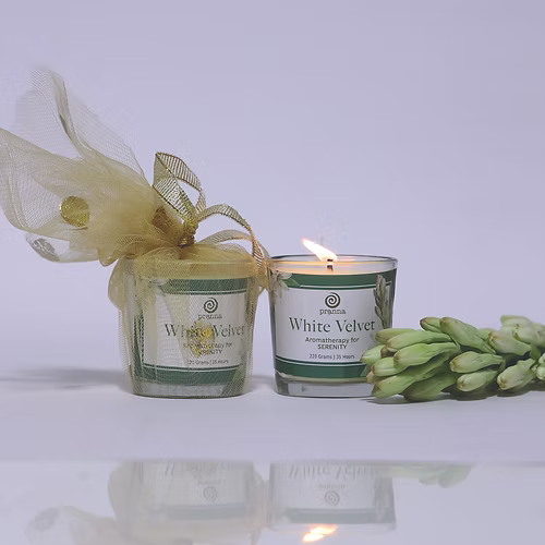 White Velvet Votive Candle